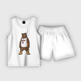 Детская пижама с шортами хлопок с принтом Баскетбольный мишка в Петрозаводске,  |  | lakers | баскет | баскетбол | лэйкерс | майка | медвель | мишка