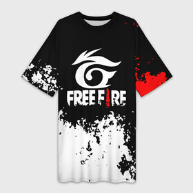 Платье-футболка 3D с принтом GARENA FREE FIRE. в Петрозаводске,  |  | free fire | free fire battlegrounds | garena | garena free fire | гарена | игра | фри фаер | шутер
