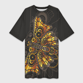 Платье-футболка 3D с принтом Бабочка. Стимпанк в Петрозаводске,  |  | бабочка | батерфляй | механизм | парапанк | стимпанк | технология