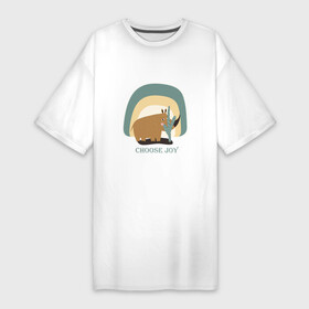 Платье-футболка хлопок с принтом ЗАБАВНЫЙ НОСОРОГ в Петрозаводске,  |  | африка | африканец | дикая природа | дикий | животное | забавный | зоопарк | кактус | милый | носорог | рог | сафари | слон | фантазия | юмор
