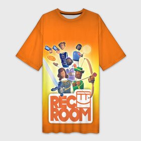 Платье-футболка 3D с принтом VR игра REC ROOM в Петрозаводске,  |  | game | rec room | vr | vr game | виар | виртуальная реальность | игры виар | рек рум | рекрум