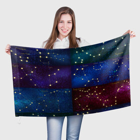 Флаг 3D с принтом Созвездия Северного полушария летом в Петрозаводске, 100% полиэстер | плотность ткани — 95 г/м2, размер — 67 х 109 см. Принт наносится с одной стороны | constellations | galaxy | stars | вселенная | звезды | небо | ночное | полушарие | северное | созвездия