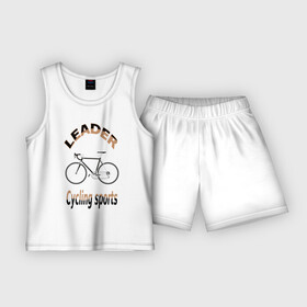 Детская пижама с шортами хлопок с принтом Лидер велоспорта.,cucling sports . в Петрозаводске,  |  | cycling sports | leader | байк | велик | велодизайн | велосипед | велоспорт | лидер велоспорта | подарок велосипедисту | спорт | спортивный велосипед | текст