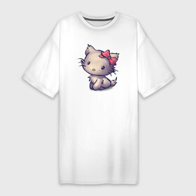 Платье-футболка хлопок с принтом Кыська в Петрозаводске,  |  | cat | kitty | киса | киска | кот | котейка | котофски | кошечка | кошка | кыська | кыся