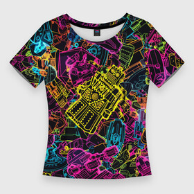 Женская футболка 3D Slim с принтом Cyber space pattern  Fashion 3022 в Петрозаводске,  |  | cyber | fashion | neon | pattern | robot | spase | vanguard | авангард | мода | неон | паттерн | пространство | робот | узор
