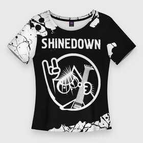 Женская футболка 3D Slim с принтом Shinedown + КОТ + Краска в Петрозаводске,  |  | band | metal | paint | rock | shinedown | брызги | группа | кот | краска | рок