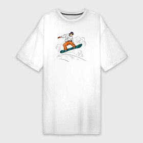 Платье-футболка хлопок с принтом Сноубордист (snowboard) в Петрозаводске,  |  | board | snow | snowboard | winter | зима | снег | сноуборд | сноубордист | спортсмен