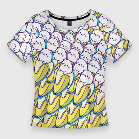 Женская футболка 3D Slim с принтом Котики и бананы  Паттерн  Лето в Петрозаводске,  |  | banana | cat | kitten | summer | банан | кот | котёнок | кошка | лето