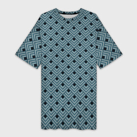 Платье-футболка 3D с принтом Абстракция из разноцветных квадратов в Петрозаводске,  |  | Тематика изображения на принте: abstraction | shapes | squares | triangles | абстракция | квадраты | линии | серый | синий | треугольники | фигуры | черный