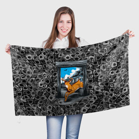 Флаг 3D с принтом Олень 3D рисунок в Петрозаводске, 100% полиэстер | плотность ткани — 95 г/м2, размер — 67 х 109 см. Принт наносится с одной стороны | 3d | 3d рисунок | 3д | звери | олениха | олень | природа