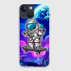 Чехол для iPhone 13 mini с принтом Космонавт - скейтер в Петрозаводске,  |  | Тематика изображения на принте: астронавт | космонавт | космос | скейт | скейтер