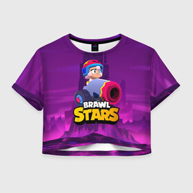 Женская футболка Crop-top 3D с принтом BrawlStars Бонни с пушкой Bonny в Петрозаводске, 100% полиэстер | круглая горловина, длина футболки до линии талии, рукава с отворотами | boni | bonnie | brawl | brawl stars | brawlstars | brawl_stars | бони | бонни | бравлстарс