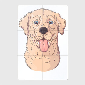 Магнитный плакат 2Х3 с принтом Морда пса с высунутым языком в Петрозаводске, Полимерный материал с магнитным слоем | 6 деталей размером 9*9 см | пес | песик | собака | собачка | язык