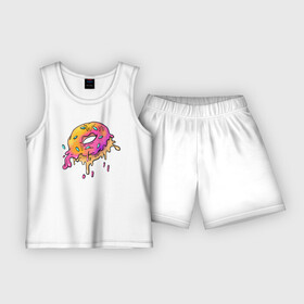 Детская пижама с шортами хлопок с принтом Цветной пончик в Петрозаводске,  |  | colour | donut | донат | пончик | цветной | яркий