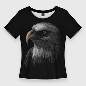 Женская футболка 3D Slim с принтом Голова хищного орла в Петрозаводске,  |  | голова орла | зоркий глаз | орел | птица | хищник