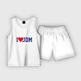 Детская пижама с шортами хлопок с принтом I love JDM в Петрозаводске,  |  | heart | jdm | love | motto | slogan | девиз | любовь | сердце | слоган