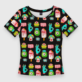 Женская футболка 3D Slim с принтом Всякая всячина  Hype в Петрозаводске,  |  | eye | fingers | gesture | hand | hype | ice cream | monster | mushroom | pattern | star | глаз | гриб | жест | звезда | монстр | мороженое | пальцы | рука | узор | хайп