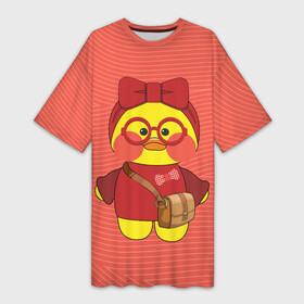 Платье-футболка 3D с принтом Лалафанфан в красных очках в Петрозаводске,  |  | lalafanfan duck | игрушка | лалафанфан | птица | утка | уточка