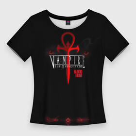 Женская футболка 3D Slim с принтом BloodHunt в Петрозаводске,  |  | blood | hunt | вампиры | королевская битва