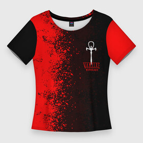 Женская футболка 3D Slim с принтом The Masquerade  Bloodhunt в Петрозаводске,  |  | battle royale | blood hunt | bloodhunt | emblem | logo | the masquerade | vampire | блудхант | вампир | вампиры | лого | логотип | эмблема