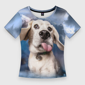 Женская футболка 3D Slim с принтом Бигль  веселый собакен в Петрозаводске,  |  | handeyework | арт | веселые | волк | животные | нос | нюх | прикольные | смех | смешные | собаки | собка | улыбка | хаски