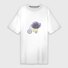 Платье-футболка хлопок с принтом Велосипед с лавандой в Петрозаводске,  |  | bicycle | lavender | велосипед | лванда | прованс | сиреневый | фиолетовый | цветы
