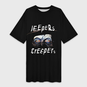 Платье-футболка 3D с принтом Джиперс Криперс в шляпе в Петрозаводске,  |  | creepers | jeepers | джиперс | джиперс криперс | киногерой | криперс | ужасы