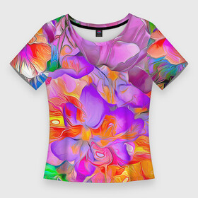 Женская футболка 3D Slim с принтом ЦВЕТОЧНЫЙ РАЙ 1 в Петрозаводске,  |  | весна | духовный | желтый | зеленый | изобилие | красочный | лето | любовь | медитация | милый | мир | природа | проявления | розовый | сад | символ | синий | счастливый | счастье | цветок | цветок жизни