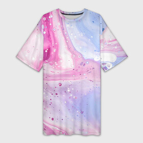 Платье-футболка 3D с принтом Абстрактные краски (голубой, розовый) в Петрозаводске,  |  | абстракция | белый | краски | красный | розовый