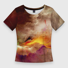 Женская футболка 3D Slim с принтом Красочная пасмурность в Петрозаводске,  |  | colours | абстракция | краски | облака | пасмурно | цвета