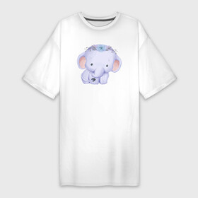 Платье-футболка хлопок с принтом Милый Слонёнок в Петрозаводске,  |  | animals | beast | cute | животные | звери | милый | слон | слонёнок