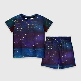 Детский костюм с шортами 3D с принтом Самые известные созвездия Северного полушария летом в Петрозаводске,  |  | constellations | galaxy | stars | вселенная | звезды | небо | ночное | полушарие | северное | созвездия