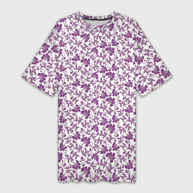 Платье-футболка 3D с принтом Фиолетовая гжель в Петрозаводске,  |  | арт | вектор | гжель | рисунок | синий | фиолетовая гжель | фиолетовый рисунок | хохлома | цветок | цветы