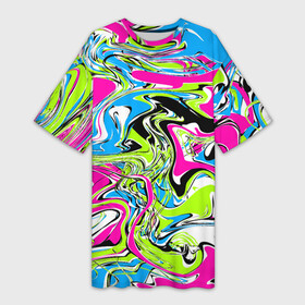 Платье-футболка 3D с принтом Абстрактные мраморные разводы в ярких цветах. Поп арт в Петрозаводске,  |  | 90ые | абстрактный | белый | волны | зеленый | мрамор | неоновые цвета | поп арт | разводы | розовый | стиль 90х | черный | яркие цвета | яркий