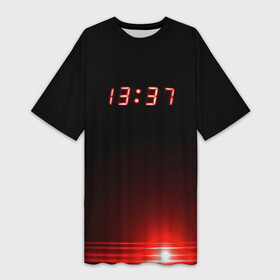 Платье-футболка 3D с принтом 1337  Elite в Петрозаводске,  |  | 1337 мем | 13:37 время | l33t | leet | время | светодиодные часы | циферблат | часовщик | электронные часы