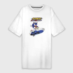 Платье-футболка хлопок с принтом Sonic Free Riders  Hedgehog  Racer в Петрозаводске,  |  | hedgehog | nintendo | racer | sonic | speed | video game | видеоигра | гонщик | ёж | нинтендо | очки | скорость | соник