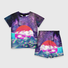 Детский костюм с шортами 3D с принтом Закат красного солнца  Импрессионизм  Горы  Neon в Петрозаводске,  |  | clouds | color | impressionism | mountains | sky | sun | sunset | горы | закат | импрессионизм | небо | облака | солнце | цвет