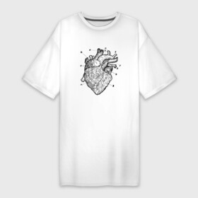Платье-футболка хлопок с принтом Анатомический рисунок сердца в Петрозаводске,  |  | anatomical | anatomy | biology | heart | medicine | science | vintage | анатомия | биология | винтаж | медицина | наука | орган | органы | сердечки | сердце | человеческое сердце