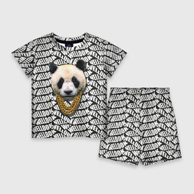 Детский костюм с шортами 3D с принтом Panda Look в Петрозаводске,  |  | animal | panda | гигант | гигантская панда | голова живовтного