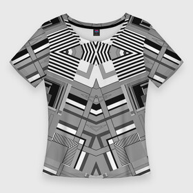 Женская футболка 3D Slim с принтом Черно белый современный геометрический узор. Симметрия в Петрозаводске,  |  | абстрактный | геометрический | креативный | модный | молодежный | современный | стильный | черно белый