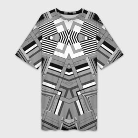 Платье-футболка 3D с принтом Черно белый современный геометрический узор. Симметрия в Петрозаводске,  |  | абстрактный | геометрический | креативный | модный | молодежный | современный | стильный | черно белый