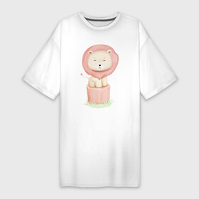 Платье-футболка хлопок с принтом Милый Львёнок На Пеньке в Петрозаводске,  |  | animals | beast | cute | lion | животные | звери | лев | львёнок