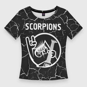 Женская футболка 3D Slim с принтом Scorpions  КОТ  Трещины в Петрозаводске,  |  | band | metal | rock | scorpions | группа | кот | мрамор | рок | скорпионс | трещины