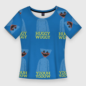 Женская футболка 3D Slim с принтом Huggy Wuggy текстура в Петрозаводске,  |  | huggy wuggy | poppy playtime | survival horror | игрушка хаги ваги | ужастик | хагиваги