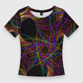 Женская футболка 3D Slim с принтом Deep black space and wormholes в Петрозаводске,  |  | abstraction | fashion | neon | pattern | vanguard | абстракция | авангард | мода | неон | узор