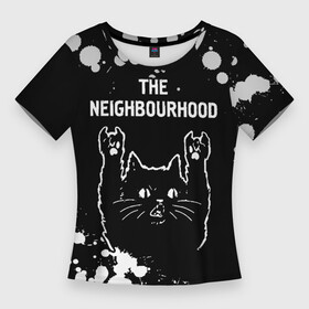 Женская футболка 3D Slim с принтом The Neighbourhood  Rock Cat в Петрозаводске,  |  | band | metal | neighbourhood | paint | rock | the | the neighbourhood | брызги | группа | кот | краска | нэйборхуд | рок | рок кот