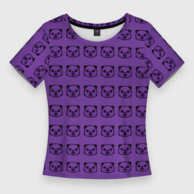 Женская футболка 3D Slim с принтом Purple Panda в Петрозаводске,  |  | ailuropoda | ailuropodinae | pandaanimal | pandabear | pandaworld | маленькая панда | медведь кошка | милые панды | неуклюжие панды | панда | панда падает | панды играют | пятнистый медведь | смешные панды | черно белая окраска