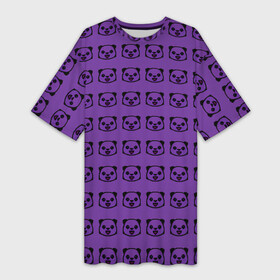 Платье-футболка 3D с принтом Purple Panda в Петрозаводске,  |  | ailuropoda | ailuropodinae | pandaanimal | pandabear | pandaworld | маленькая панда | медведь кошка | милые панды | неуклюжие панды | панда | панда падает | панды играют | пятнистый медведь | смешные панды | черно белая окраска