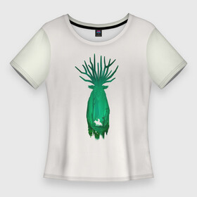 Женская футболка 3D Slim с принтом Mononoke Princess в Петрозаводске,  |  | art | ghibli | аниме | дух | лес | олень | хаяо миядзаки