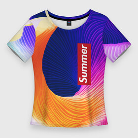 Женская футболка 3D Slim с принтом Цветная волна  Summer в Петрозаводске,  |  | abstraction | color | fashion | summer | wave | абстракция | волна | лето | мода | цвет